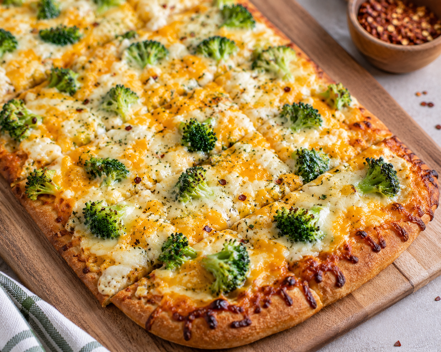 Broccoli and Cheddar Flatbread